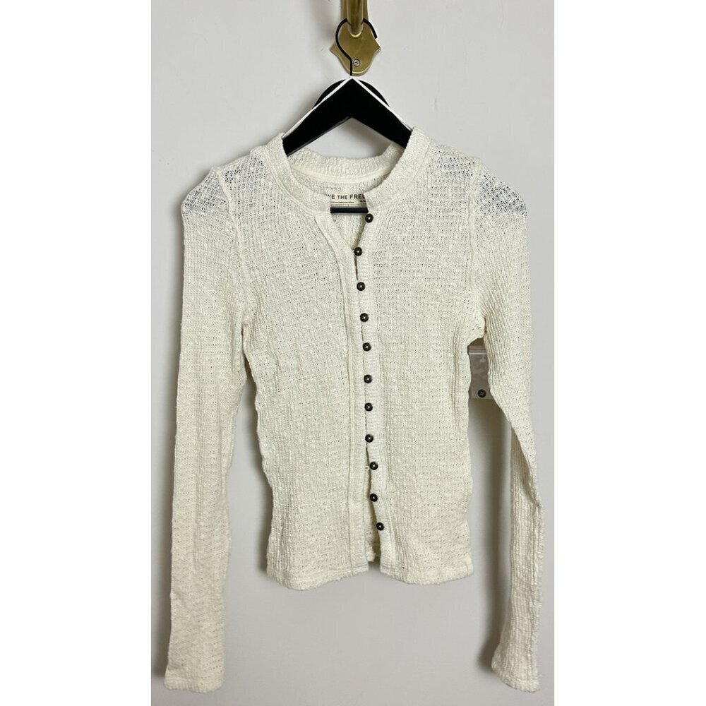 FREE PEOPLE It's On Rib Cardigan in Ivory Size Medium - Picture 3 of 8